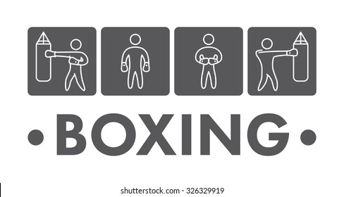 Silhouettes of figures boxers. Vector sport logo.