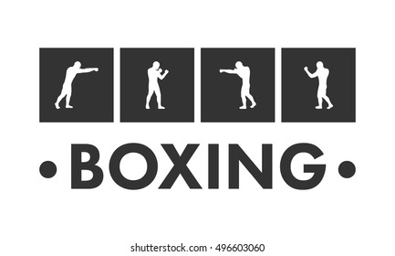 Silhouettes of figures boxers. Vector sport logo.