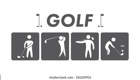 Silhouettes of figures golfers. Vector sport logo