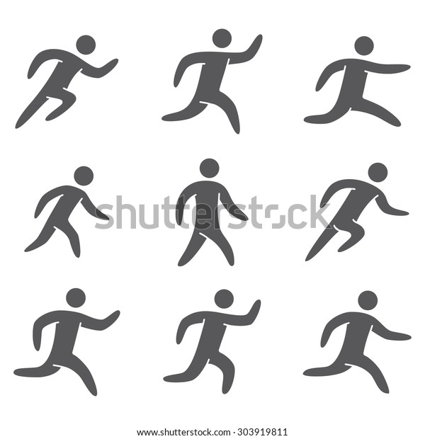 Silhouettes Figures Set Runners Sports Icons Stock Vector (Royalty Free ...