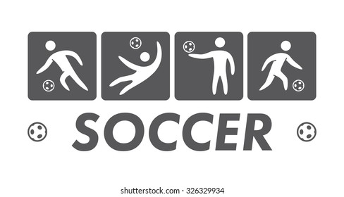 Silhouettes of figures soccer athletes. Vector sport logo