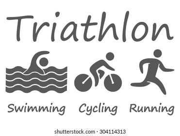 Triathlon Logo Icon Swimming Cycling Running Stock Vector (Royalty Free ...