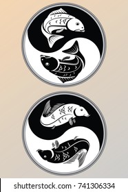 silhouettes of fish in the form of yin-yang