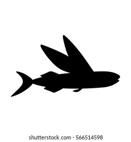Silhouettes of fish isolated black and white vector illustration minimal style