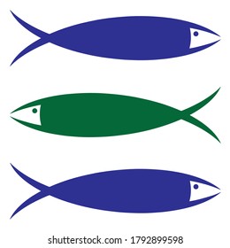 Silhouettes de pescado. Sobre un fondo blanco.
