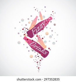 Silhouettes of fizzy drinks with bubbles