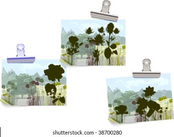 Silhouettes, flowers 1, vector illustration