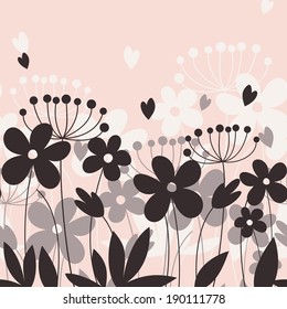 silhouettes of flowers on a beige background. seamless pattern