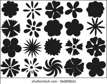 Silhouettes of flowers on a white background in vector