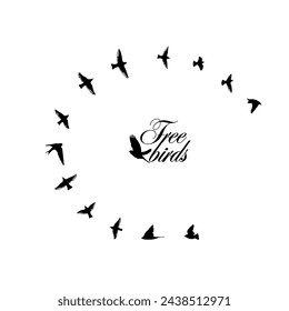 Silhouettes of flying birds, vector illustration.