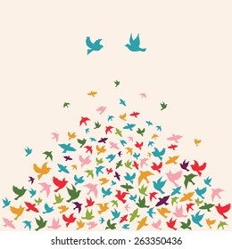 Silhouettes of flying birds, vector illustration.