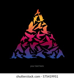 Silhouettes of flying birds, vector illustration.