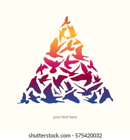Silhouettes of flying birds, vector illustration.