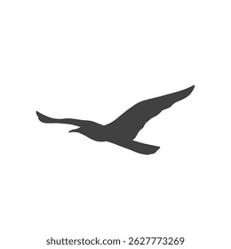 Silhouettes of flying seagulls hovering without background