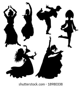 silhouettes of folk dancers