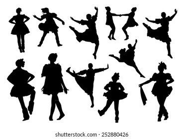 Silhouettes of folk dancers