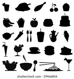 silhouettes food icons