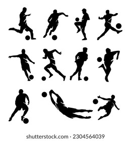 silhouettes of football and futsal