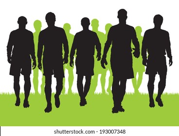 Silhouettes of football players 