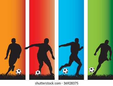 Silhouettes of a football players