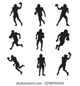 silhouettes of football players - American football players  - vector illustration 