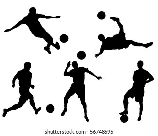 Silhouettes of the football players and planet