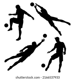 Silhouettes of football or soccer players