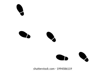 Silhouettes of footprints after a few steps