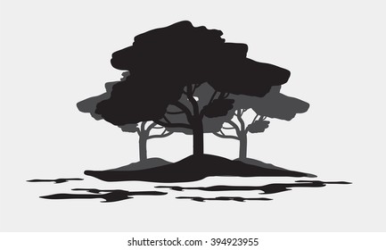 Silhouettes of forest