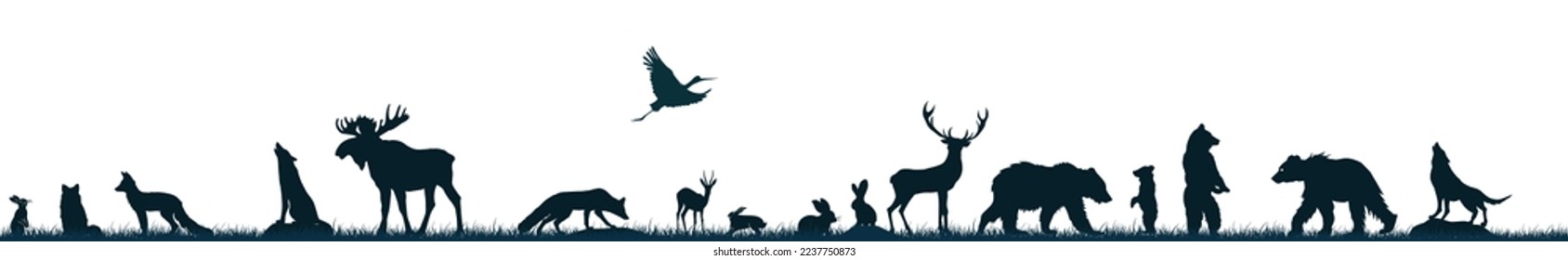 Silhouettes of forest animals. Vector illustration