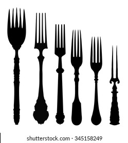 Silhouettes of forks - vector set