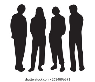 Silhouettes of four people standing together