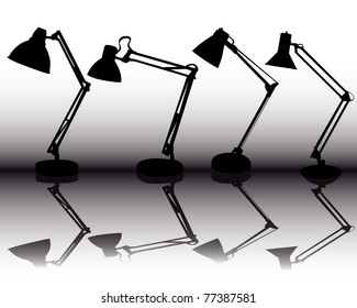 silhouettes of the four table lamps on a gray background