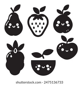 Silhouettes Fruits icon set , Abstract natural fruit icon.vector illustration.eps 10.