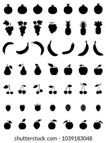 Silhouettes of fruit,vector icon set for web and mobile