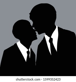 Silhouettes of Gay couple Vector