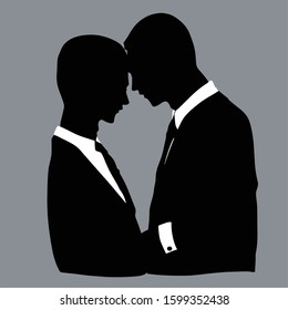 Silhouettes of Gay couple Vector