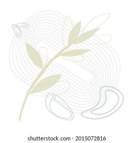 Silhouettes of geometric shapes, abstract rainbow and plants in a linear style. For postcards, invitations, posters in a minimalist style, print on T-shirts. Stock vector illustration.