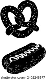 silhouettes of german fast food for oktoberfest