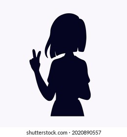 Silhouettes of a girl with a short hairstyle. Vector illustration in flat style