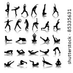 silhouettes of girl stretching and exercise