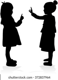 Silhouettes of girls.