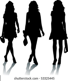 Set Woman Silhouettes Stock Vector (Royalty Free) 386697634