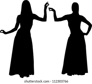 Silhouettes of girls dancing belly