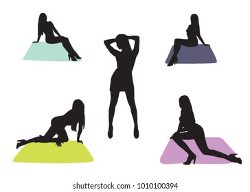 the silhouettes of girls in different poses