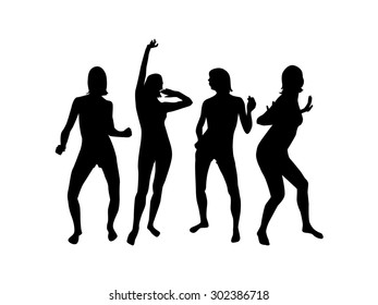 Silhouettes of girls Disco. Vector