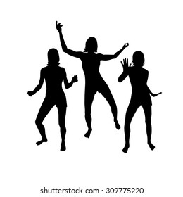Silhouettes of girls Disco. Vector