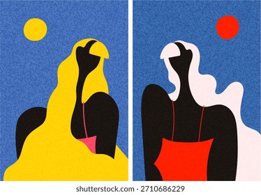 Silhouettes of girls. Modern flat vector illustration.