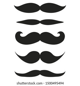 Silhouettes of glasses and a mustache with a beard isolated