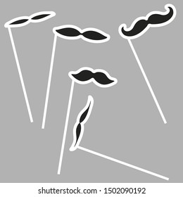Silhouettes of glasses and a mustache with a beard isolated